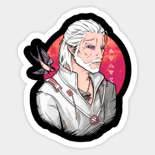 White Wolf and Swallow [RED] Sticker